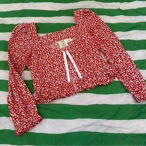 LYKKE WULLF Cassidy peasant blouse red floral